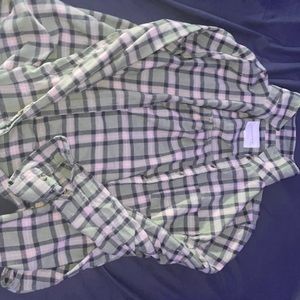 aeropostale flannel, green and pink